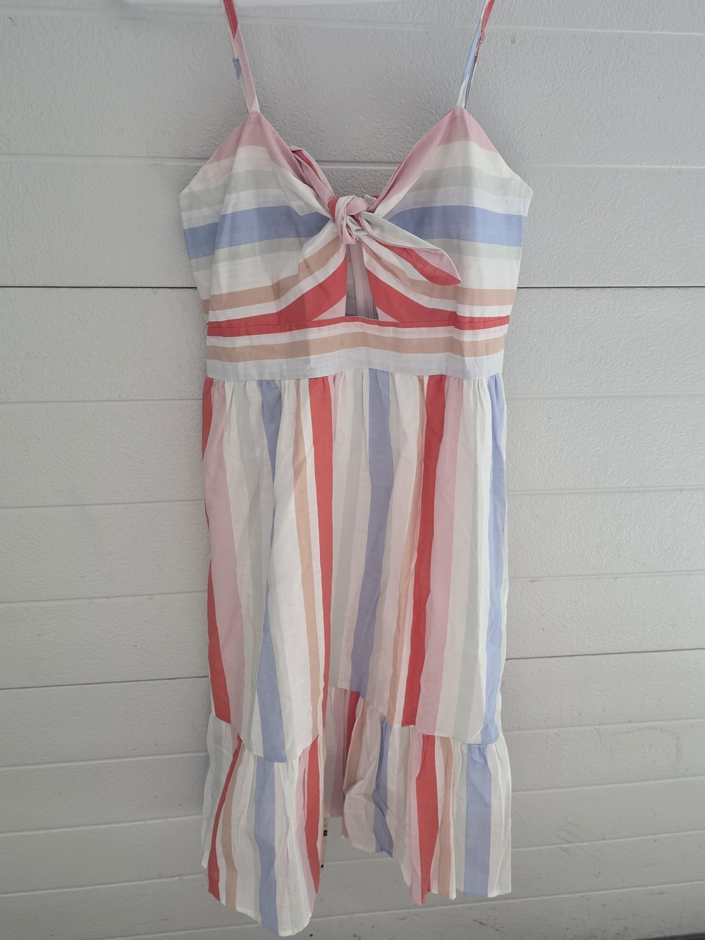 Striped Tie-Front Dress in Pastel Multi